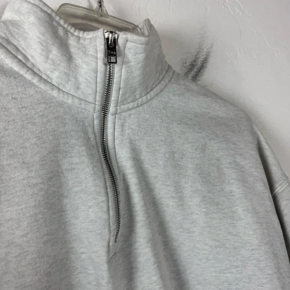 Aritzia TNA Cozy Fleece Mega Pullover Sweatshirt Sweater Heather Grey Light Knit - Picture 5 of 14